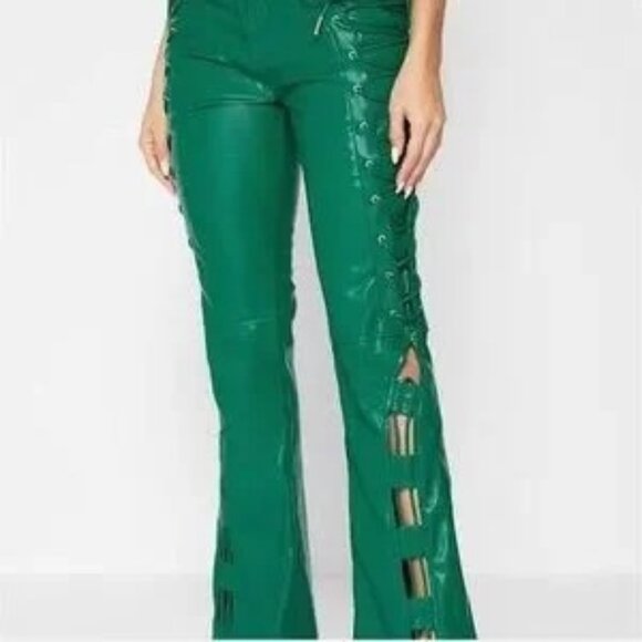 MANIERE DE VOIR Vegan Leather Lace Up Trousers - Picture 1 of 2
